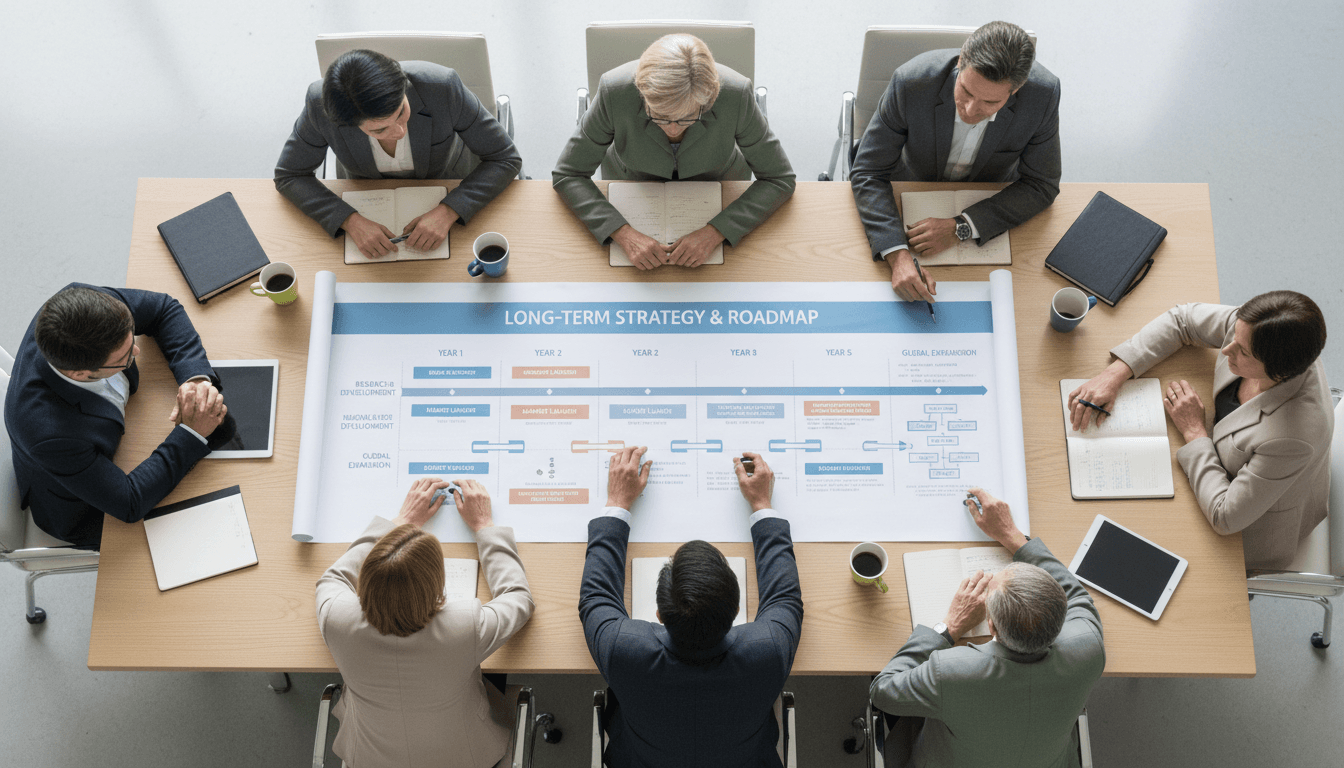 Succession planning session with cross-generational team review